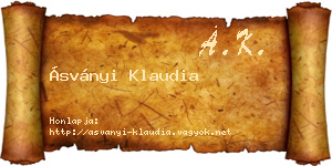 Ásványi Klaudia névjegykártya